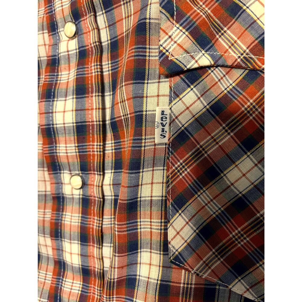 Vintage Levi's Western Shirt Mens XL Multicolor Plaid Flap Pockets Collared Snap - Picture 5 of 7
